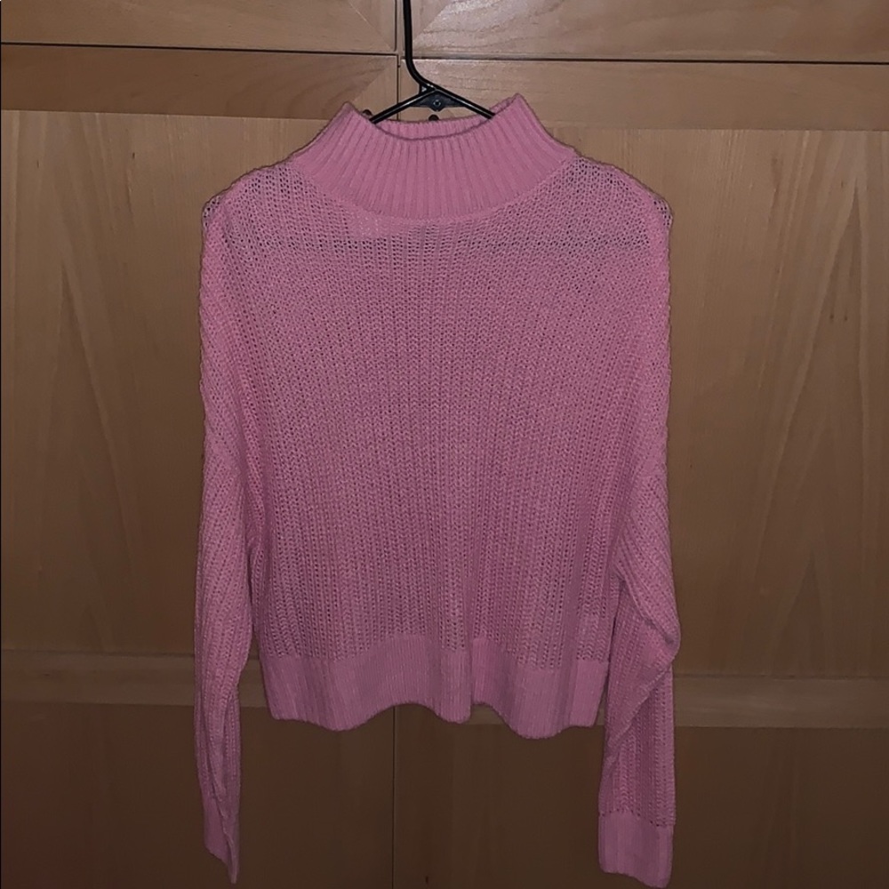 Pink turtleneck sweater